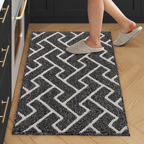 hicorfe Alfombras y tapetes de cocina, polipropileno súper absorbente de 20 x 31.5 pulgadas, antideslizante, suave y cómodo, lavable a máquina para