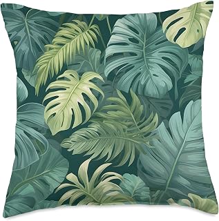 Palm Leaves Hawaiian Tropical Pattern Throw Pillow