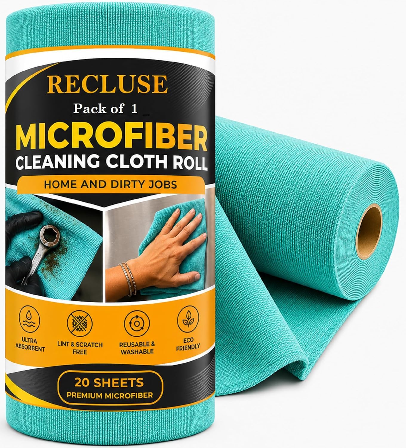 RECLUSE Microfiber Kitchen Cleaning Towel 1 sky blue Roll,Soft,Super Absorbent & Quick-Dry Cloth Sheets,Washable up to 2000 Uses,Eco-Friendly Towel Replacement for Kitchen,Home & Car,20 Sheets Roll-image-11