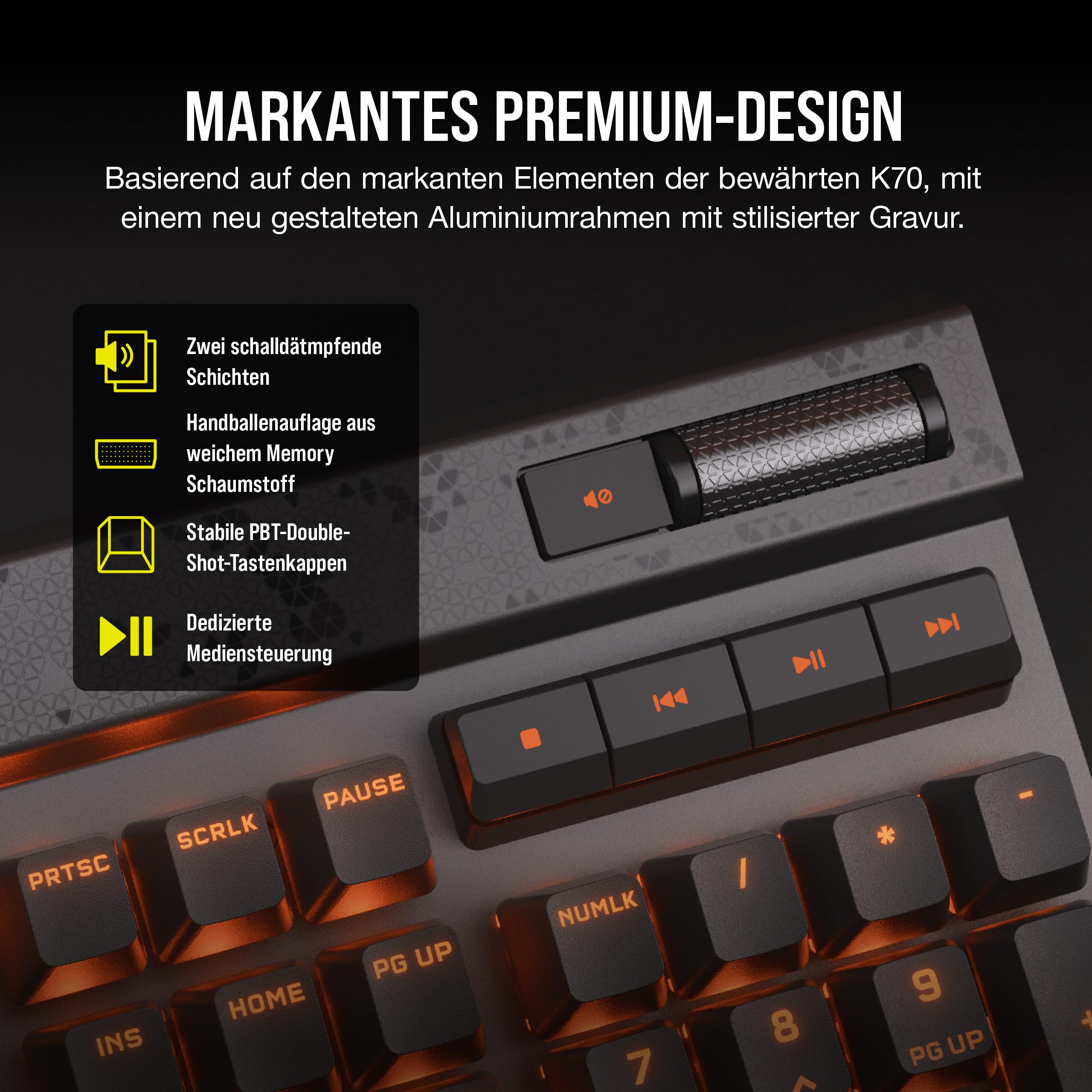 Corsair K70 MAX RGB Kabelgebundene Gaming-Tastatur Grau