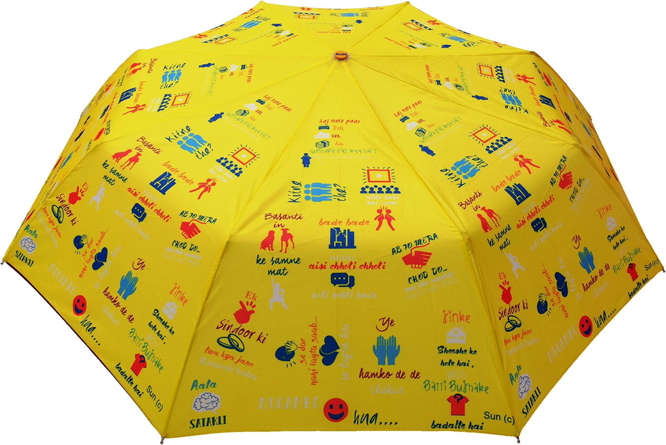 Sun Umbrella Multi Folding Umbrella (Bollywood Windproof 3 Fold), Multi, 32x5x5centimetres, Compact