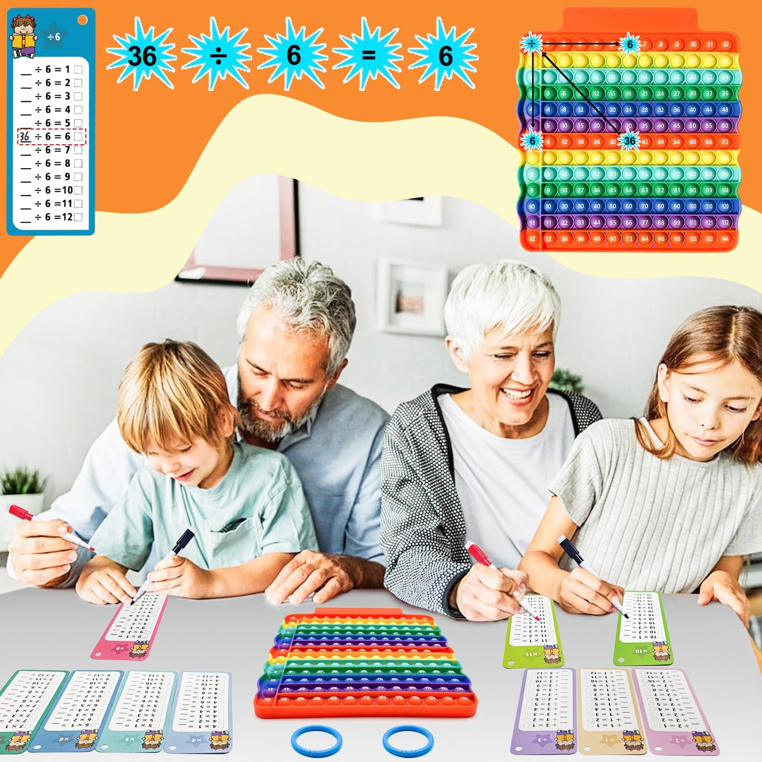 Multiplication Flash Cards + Division Flash Cards + Math Board, Math Flash Cards & Chart, Times Table Manipulatives for Preschoolers 3rd,4th,5th,6th Grade - Image 5