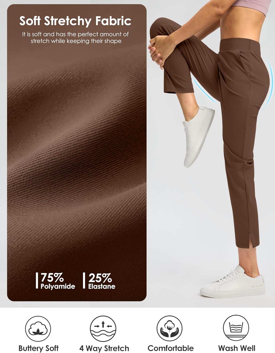 G GRADUAL Women's Pants Ankle 7/8 Golf Pants 3 Pockets Stretchy Petite Travel Pants Inner Drawstring for Work Business Casual - Image 5