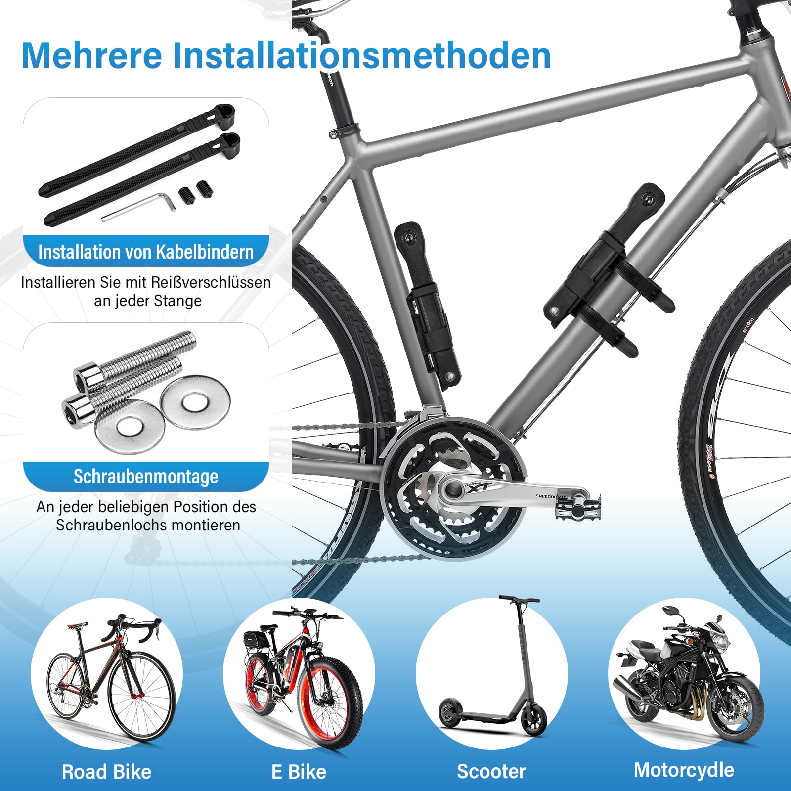 Lucchetto Pieghevole per Bici,80 cm 6 Nodi Lucchetto Bicicletta Antifurto, con Supporto e 3 Chiavi di Sicurezza, Portatile Piegatura Catena Bici, per Bicicletta, Moto，E-Scooter