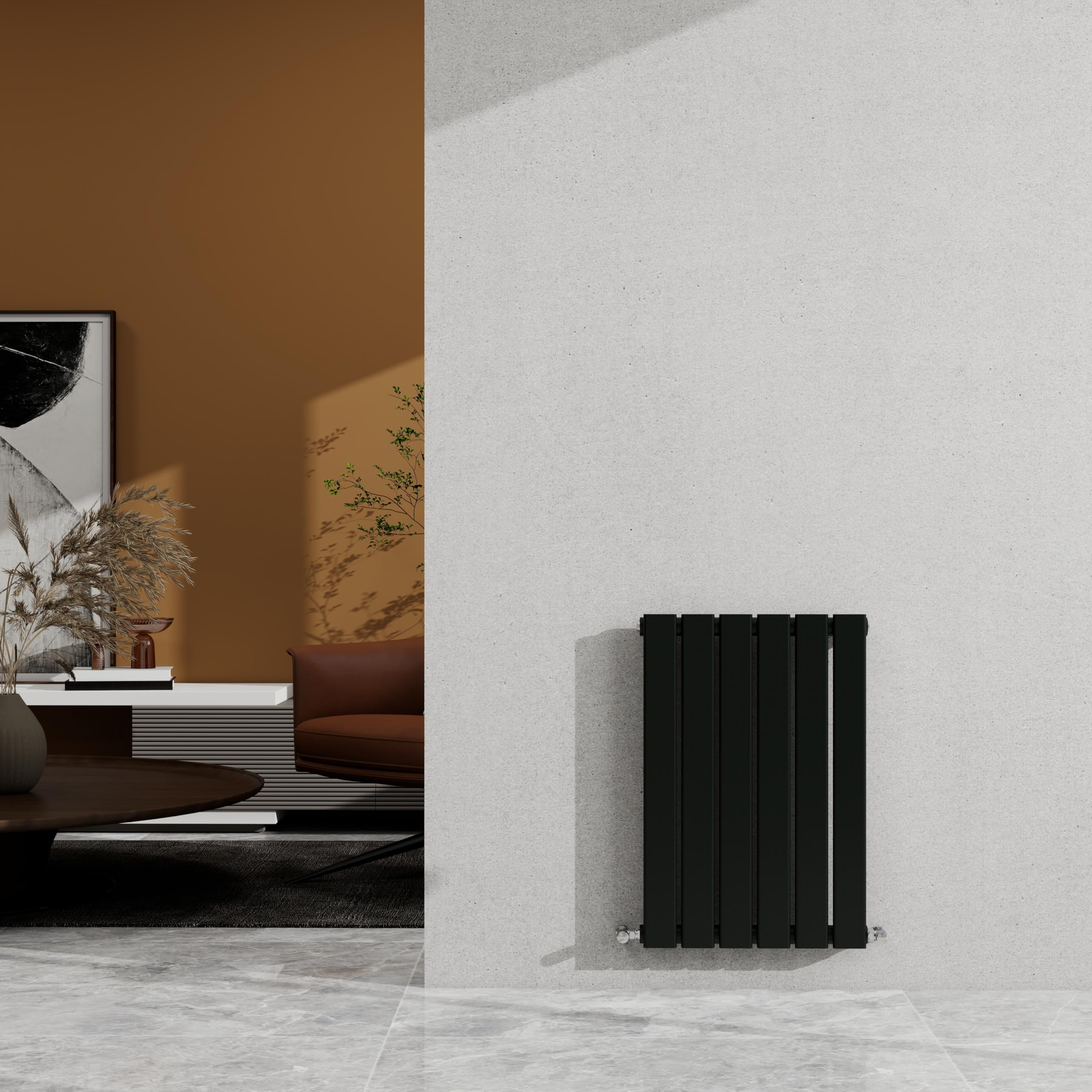Sky Bathroom Black 600×408Mm Horizontal Designer Radiator Single Panel Modern Central Heating Flat Panel Rad 1112 Btu