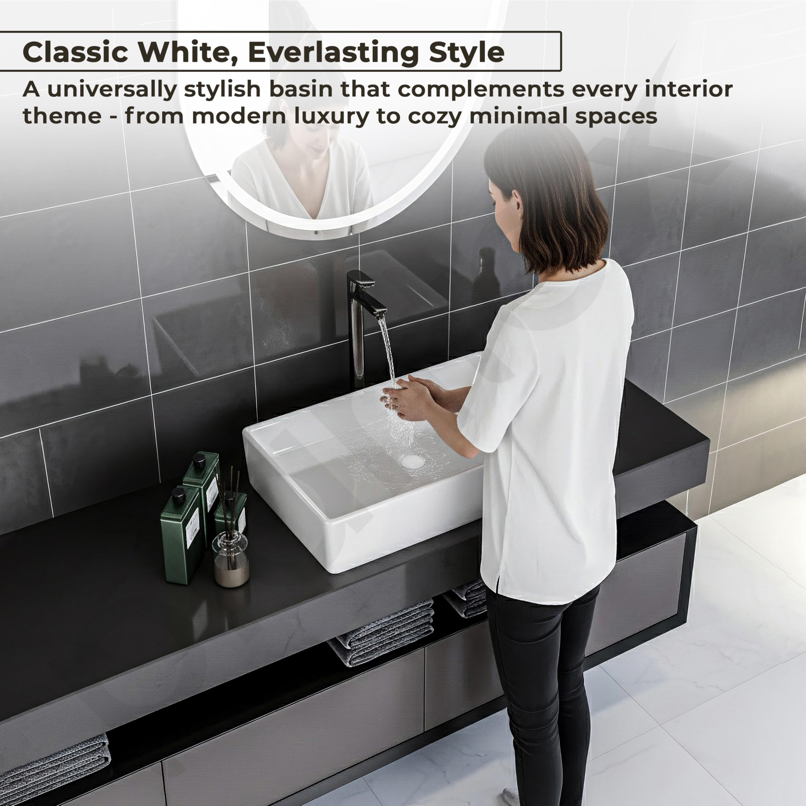 Plantex White Ceramic Wash Basin - 10 Year Warranty -6