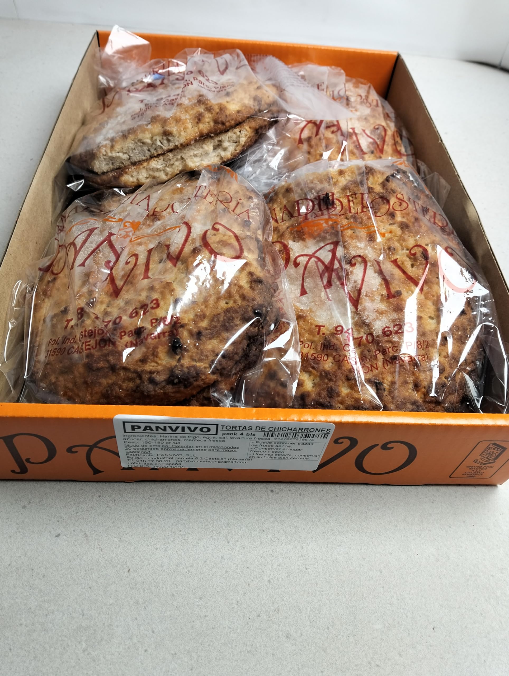 Panvivo Torta de chicharrones txintxorra PACK 4 bolsas 2 unidades TOTAL 8 tortas Artesanas NATURAL SIN grasas TRANS