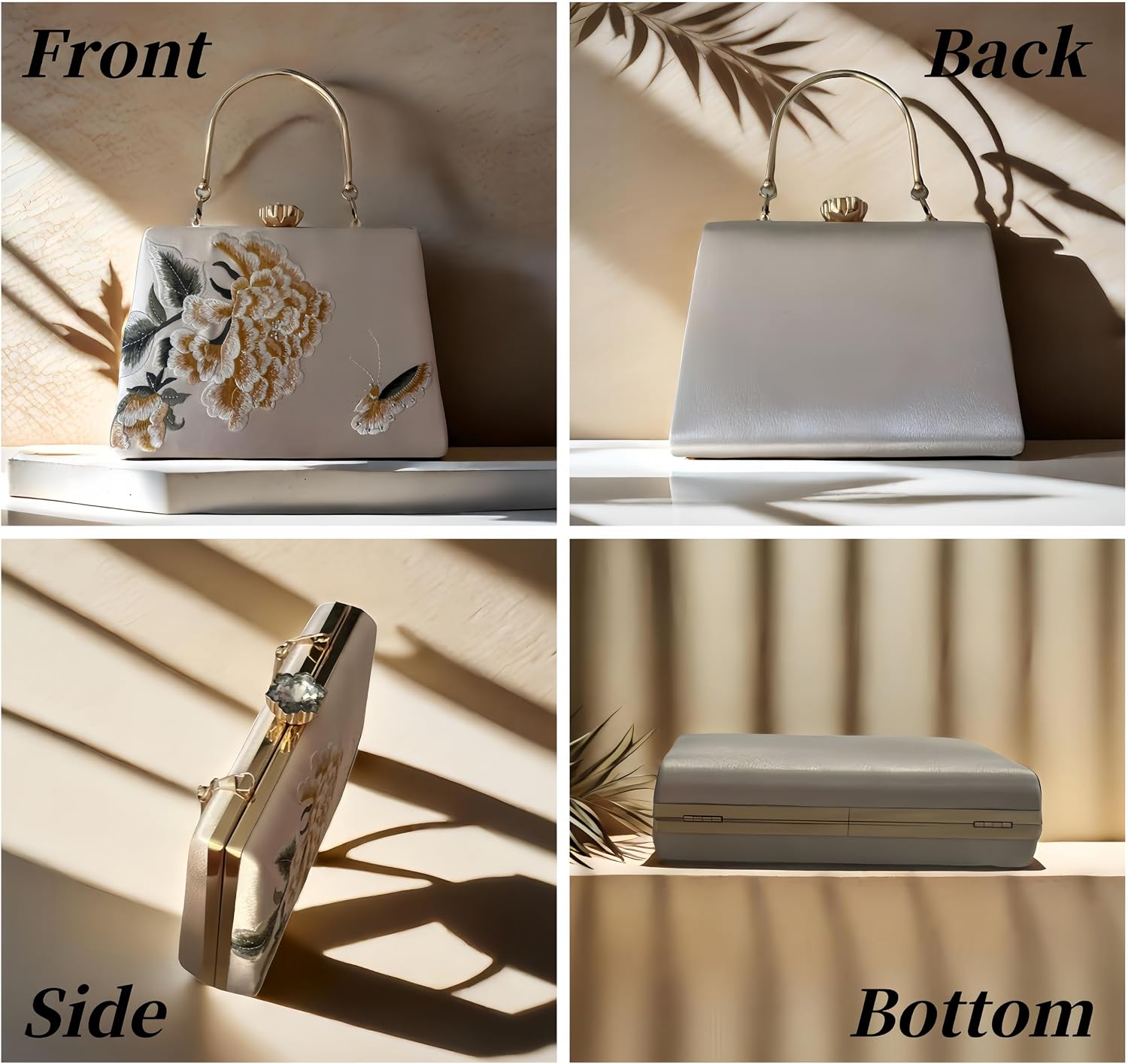 Women Embroidered Bag Silk Shoulder Bag Rectangle Handbag Crossbody Bag for Wedding Party Banquet