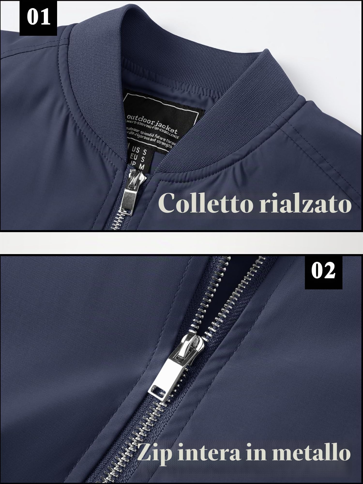 TACVASEN Uomo Bomber Jacket Leggero Giacca per Il Tempo Libero con Tasche con Zip