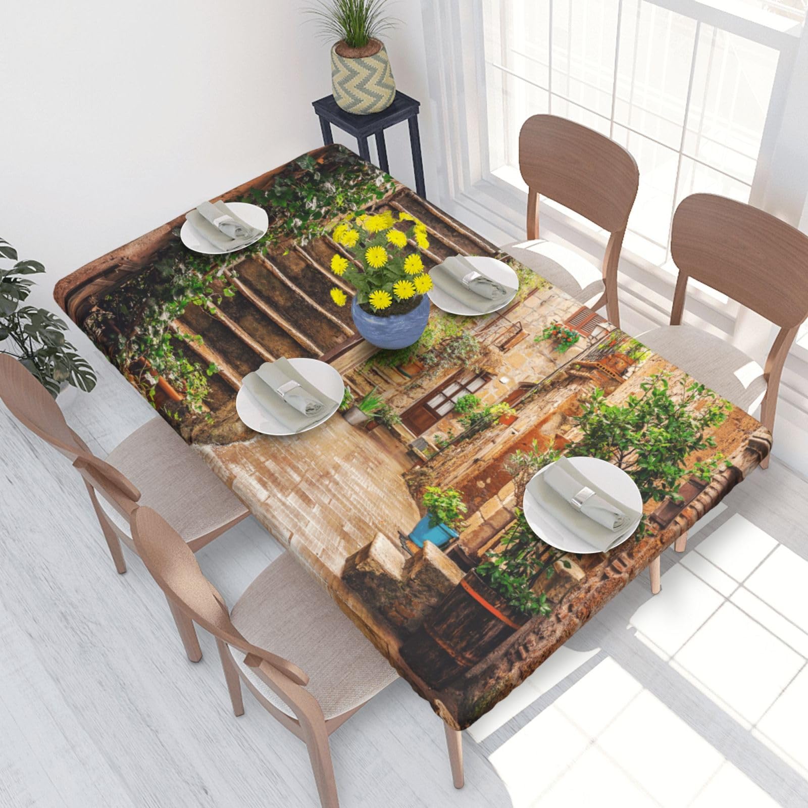 WKSGDSG Fitted Tablecloth For Dining Room 4ft, Elastic Edged Table Cover