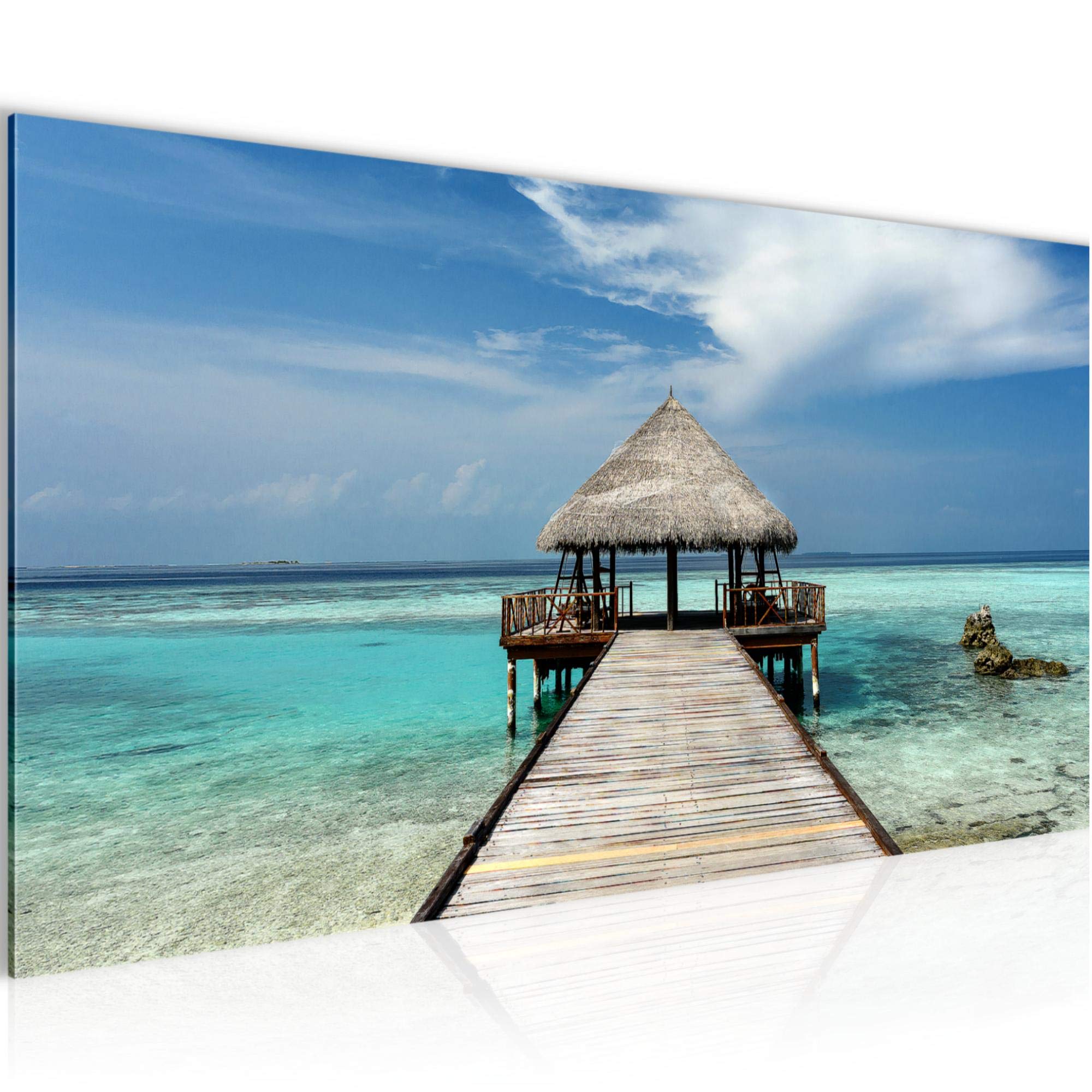 Runa Art Cuadro Decorativo Playa Mar 1 Parte Moderno Cuadro Lienzo no Tejido para Sala Puente Oceano Azul 611912a