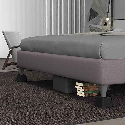 Miniatura 2 de Elevador de cama de 3 pulgadas, elevador de marco de cama resistente de 3000 libras para levantar cama, sofá, muebles de dormitorio, 6 piezas,