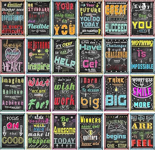 Paquete de 24 carteles motivacionales para decoración de aula y oficina, cita inspiradora, arte de pared para profesores, estudiantes, escuela,