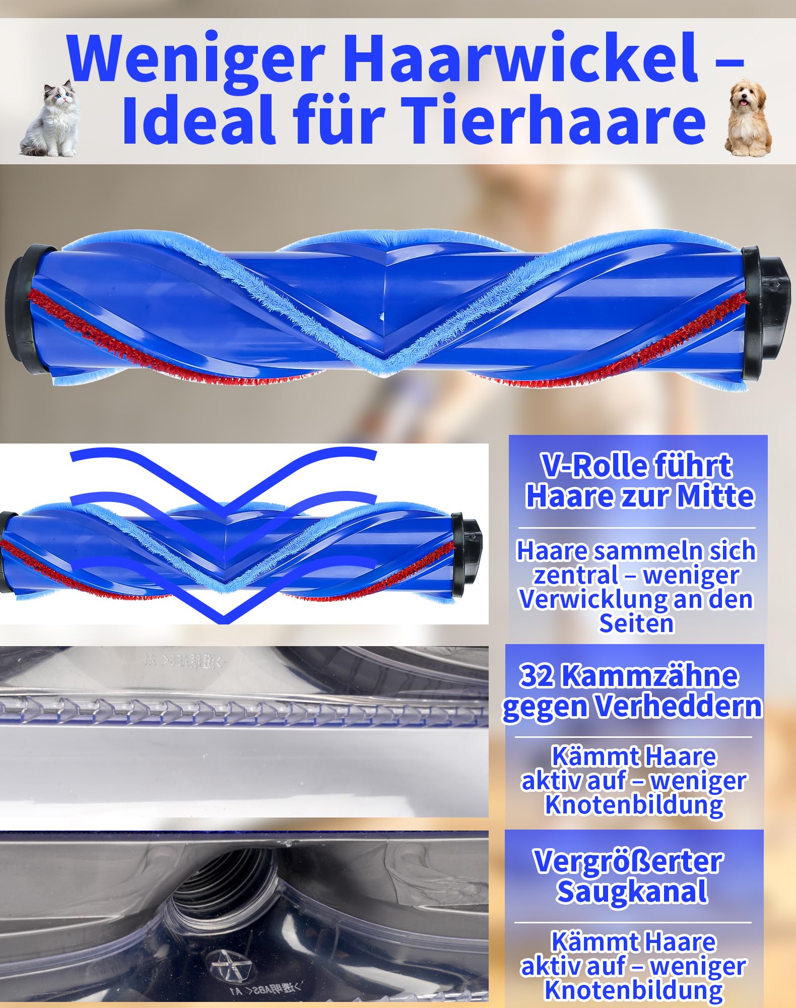 Bürste für Dyson V12 Detect Slim & V10 Digital Slim, Anti-Tangle Bodenbürste mit grünem LED-Licht, Ersatzteil Direktantrieb Reiniger Kopf Turbine Bodendüse für Hartboden & Teppich