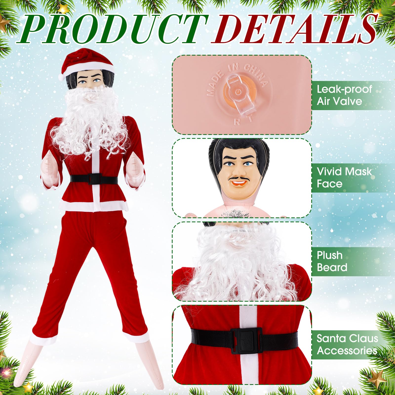 Amazon.com: PullCrease Christmas Inflatable Blow up Mannequin Life Size for  Guys with Small Santa Claus Costume and Santa Beard for Xmas Holiday Party  Decorations Gift : Industrial & Scientific