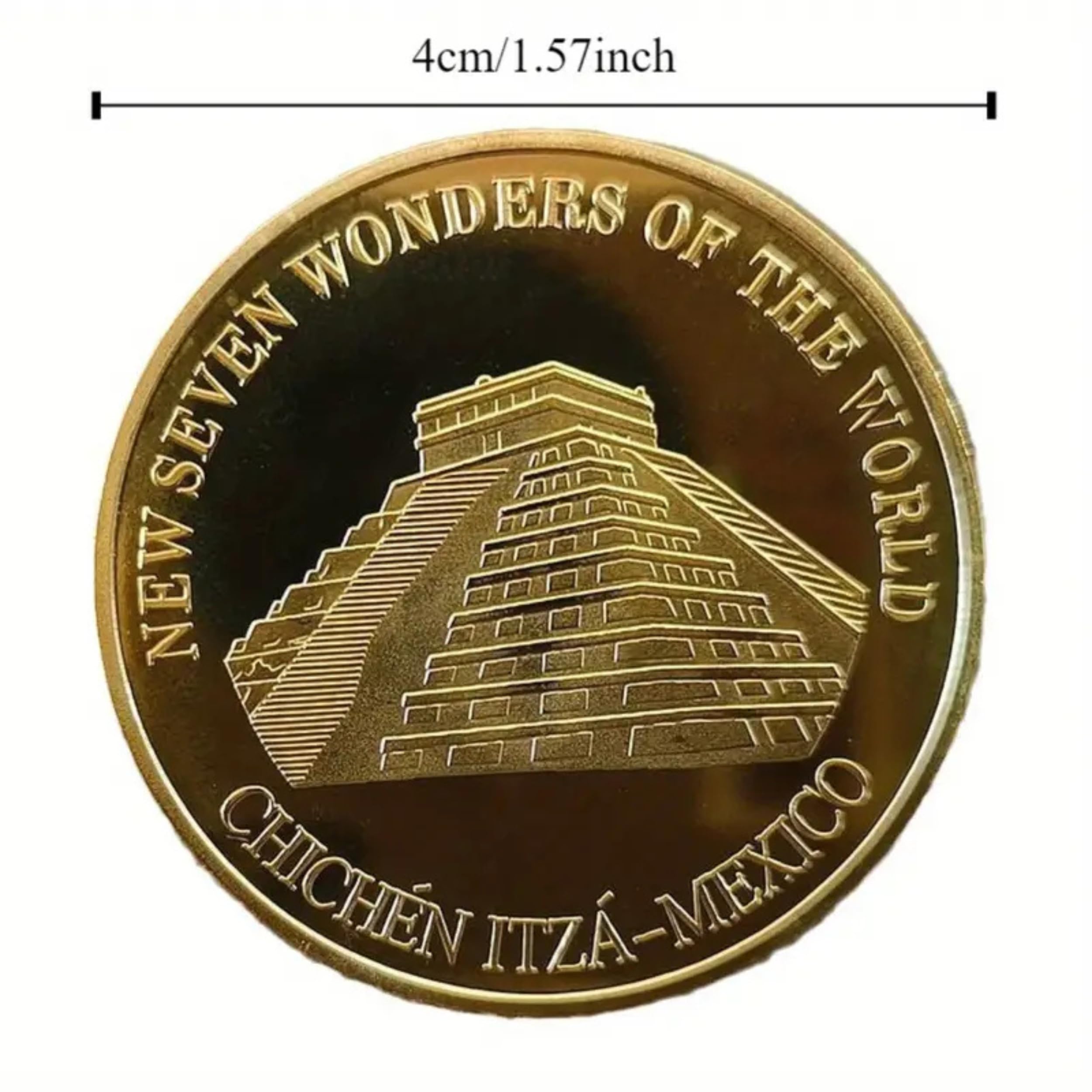 Lot de 7 pièces de Collection commémoratives représentant Les 7 Nouvelles Merveilles du Monde, avec 7 étuis de Protection individuels, et 7 Supports de présentation, Cadeau Unique et prestigieux.
