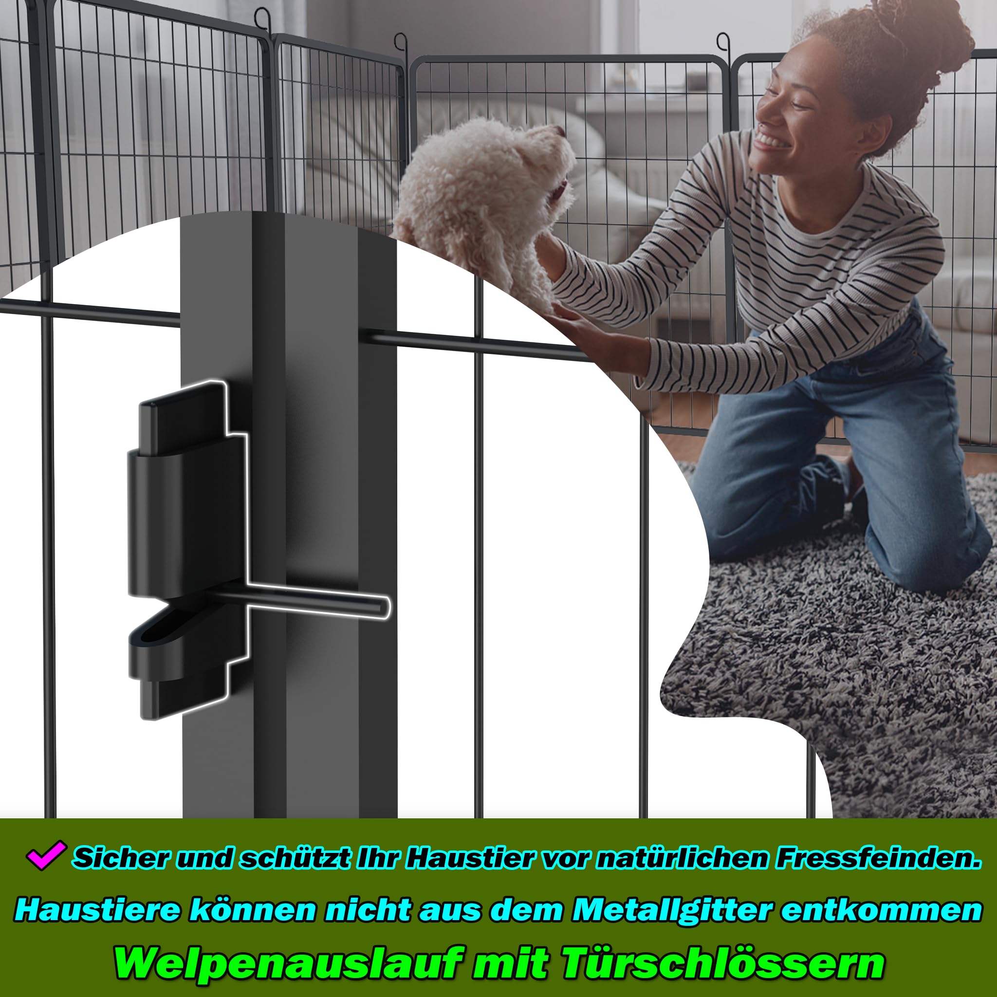 HENGMEI Barrera para cachorros, 80 cm, 12 piezas | Caja para perros, plegable, parque para perros, gatos, conejos, interior y exterior