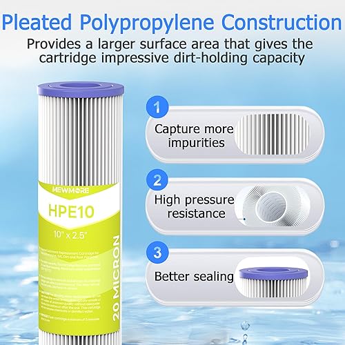 Miniatura 10 de Cartucho de filtro de agua de 5 micrones para toda la casa, filtros de sedimentos plisados para agua de pozo, reemplazo universal para cualquier