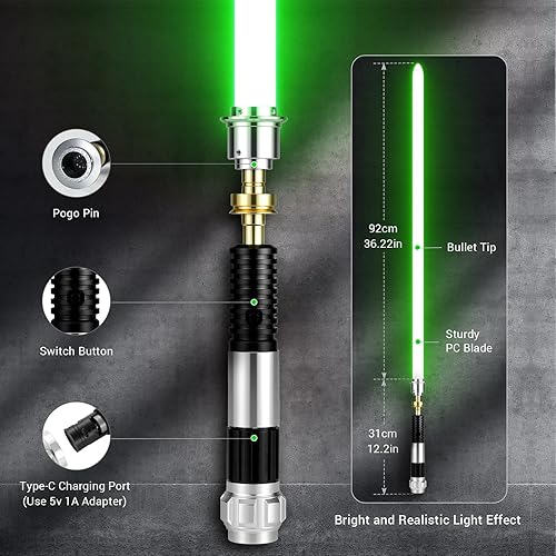 Miniatura 9 de DAMIENSABER Sable de luz xenopixel de doble hoja, 34 fuentes de sonido, sable de luz de giro suave, espada de luz de duelo con control de movimiento