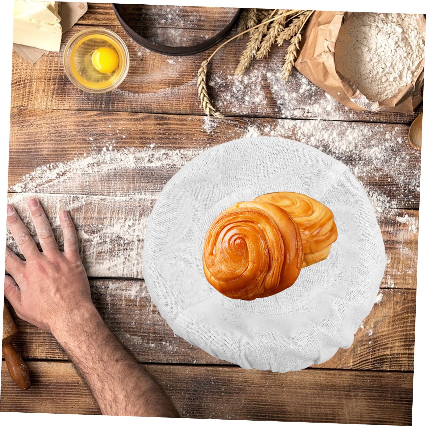 Amosfun 10 Stk Gärkorb-stoffabdeckung Stangenbrot Körbe Backzubehör Für Sauerteig Geräte Backtucheinlage Küchenutensilien Korb Tuch Sauerteig-abdecktuch Weiß Bettwäsche Aus Baumwolle