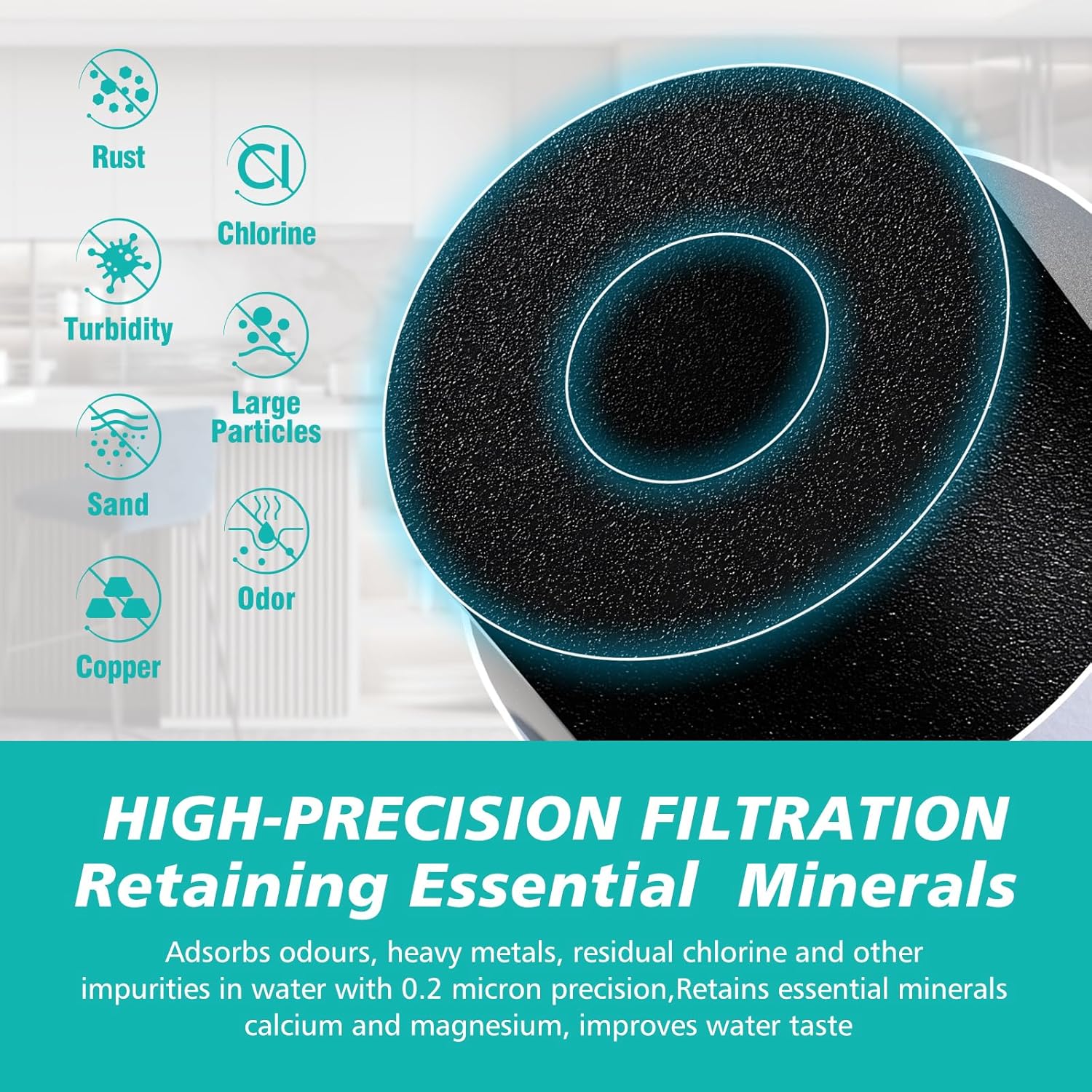 100186 Replacement Filter Cartridge Compatible with Amway espring Water Filter System, 3-in-1 High-Precision Filtration with Pre-Filter, Retains beneficial minerals