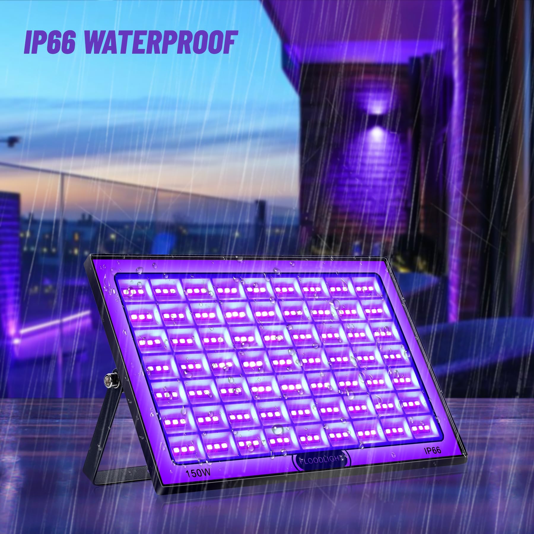 4 Stück 150W UV Schwarzlicht LED Strahler IP66 Wasserdichte Blacklight für Party Halloween Deko