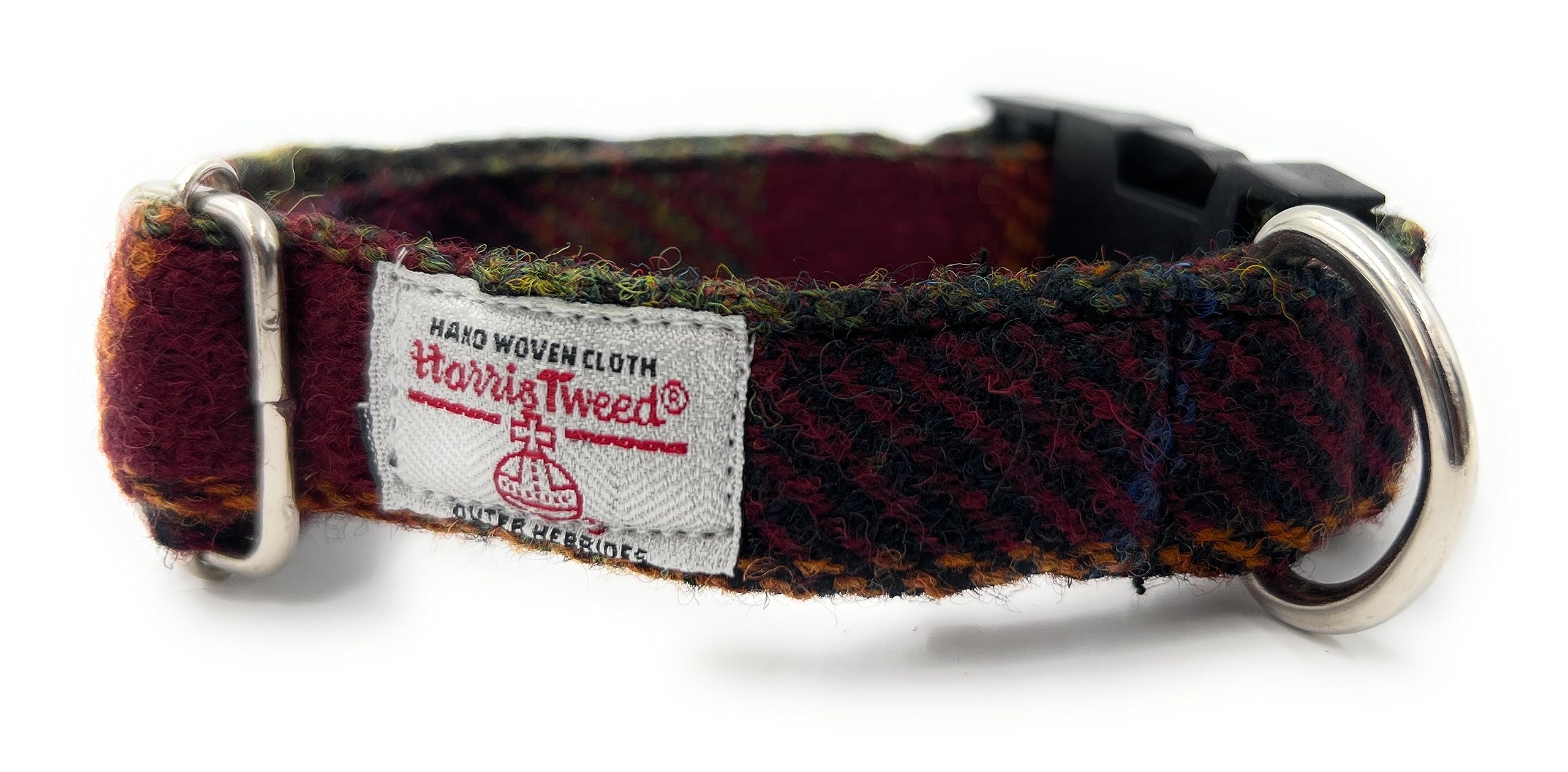 Rust Check Harris Tweed Dog Collar (L)