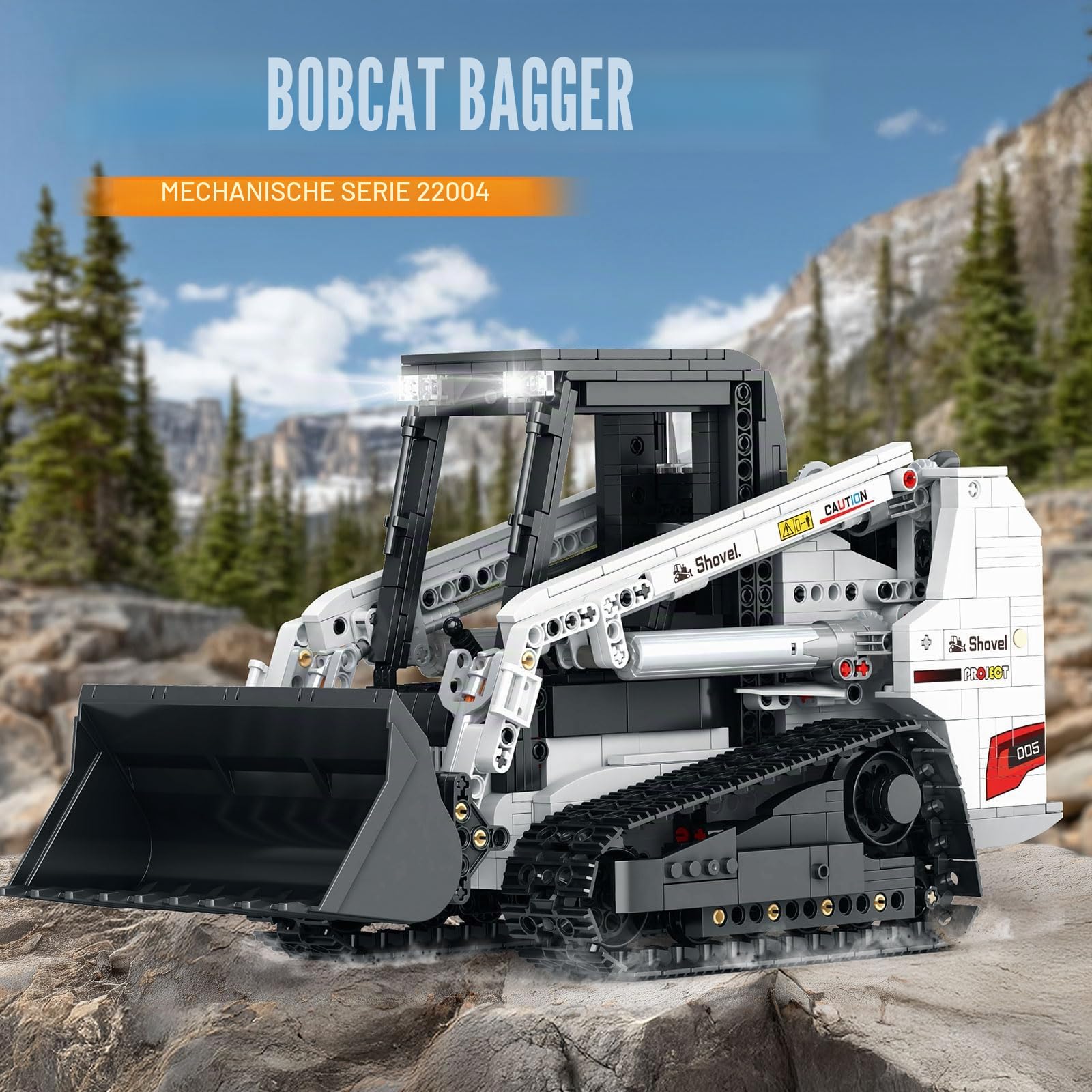 Reobrix Bobcat Kompaktlader Baustein Set für Erwachsene,22004 RC Gesteuertes Bulldozer Bausatz Set,Technisches Fahrzeuge Konstruktionsspielzeug mit 2,4 GHz für Fahrzeugmodell Enthusiasten (1227 Teile)