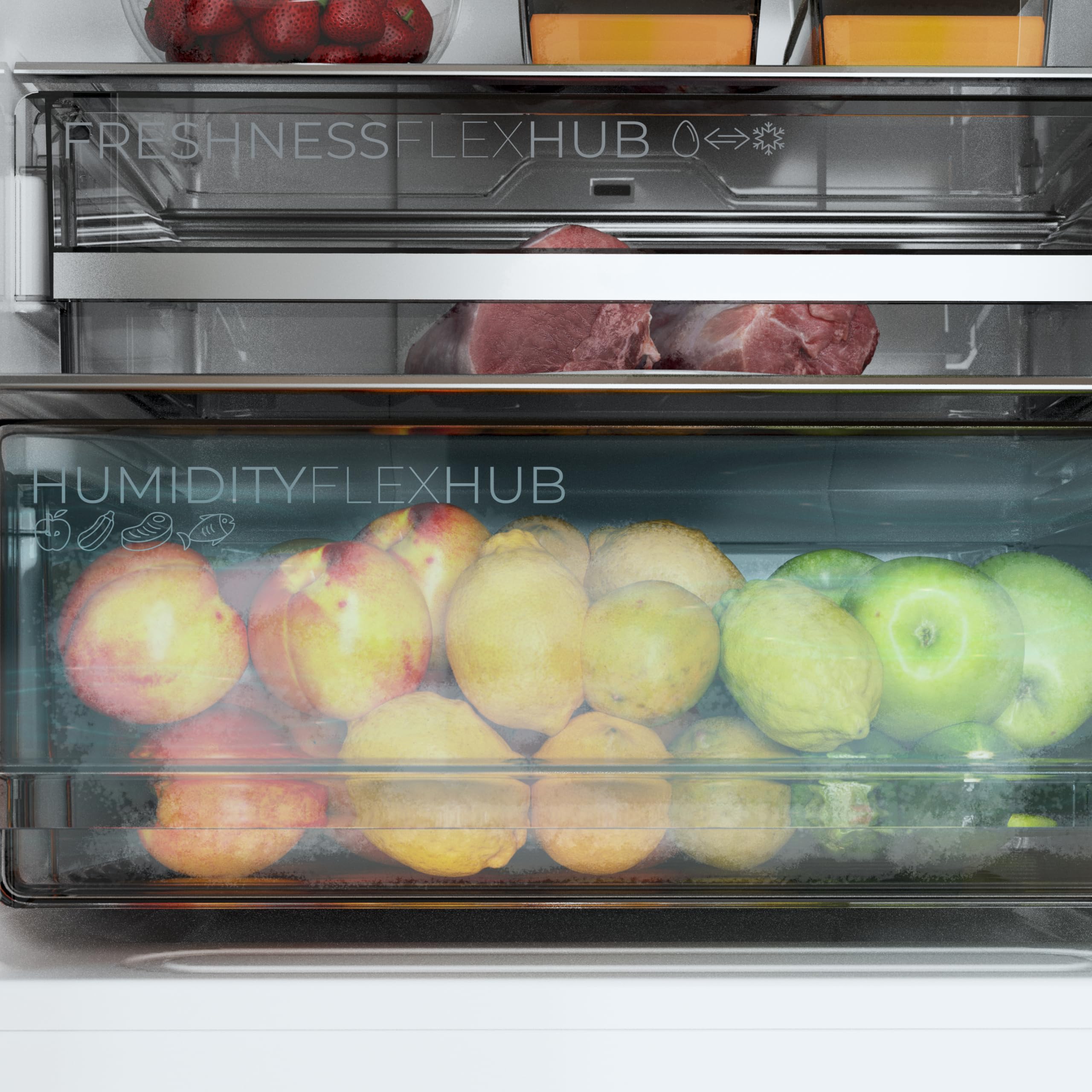 Cecotec Frigorifero Combinato 335L No Frost Bolero CoolMarket Combi 335 Grey E. Altezza 195,3cmx59,5cm Larghezza, Compressore Inverter Plus, Basso Consumo, Ripiani Vetro, Controllo Umidità, Grigio
