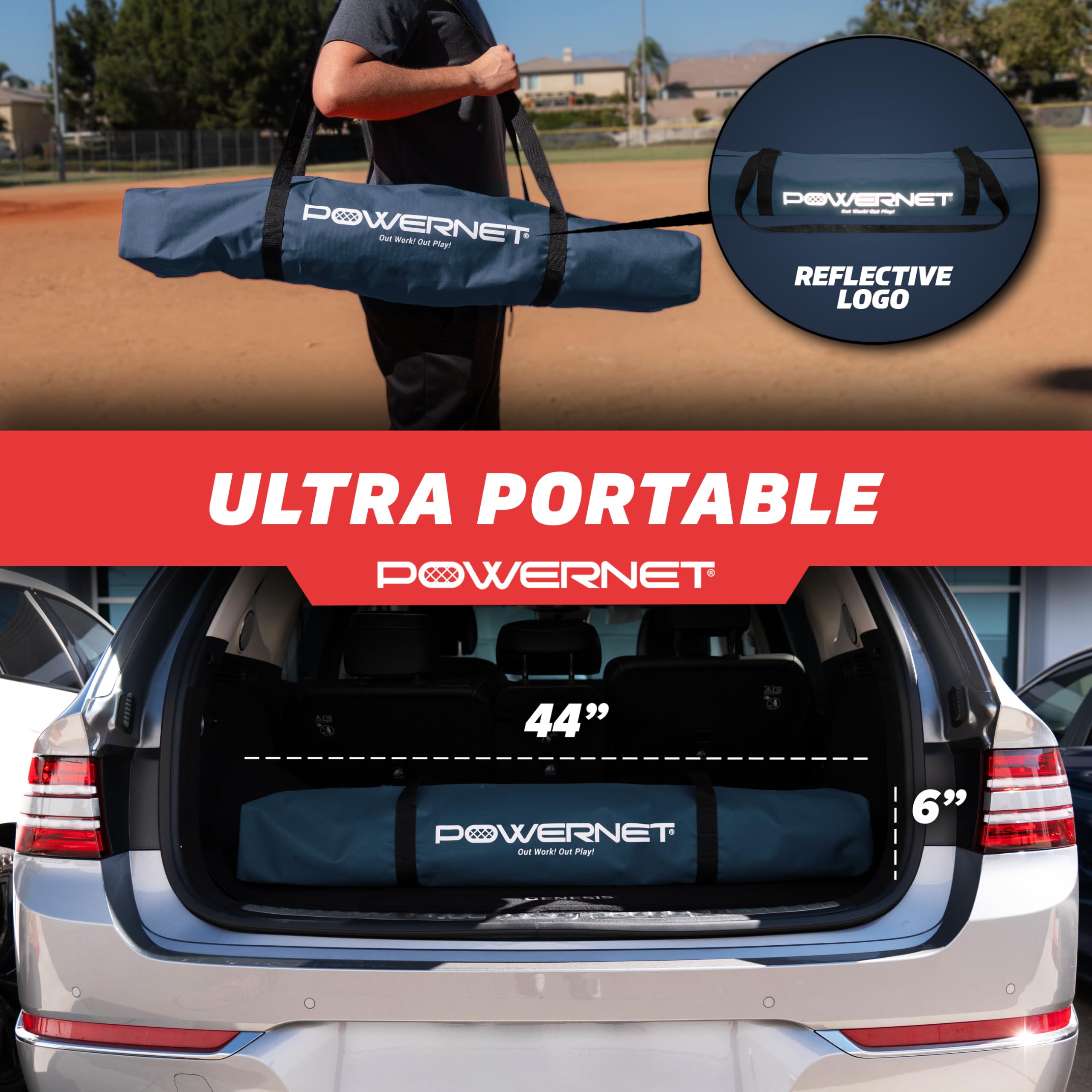 LUVSEX Baseball Softball 7x7 Practice Net Bundle w/Travel Tee (Navy)