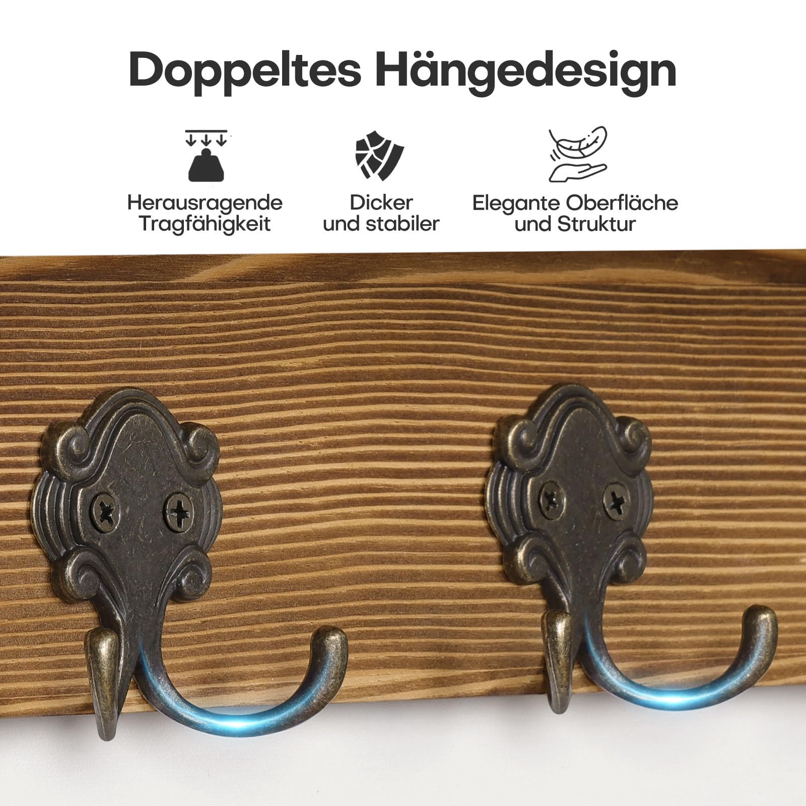 Appendiabiti da parete in legno rustico con ripiano e ganci per corridoio, bagno, soggiorno, camera da letto, organizza e decora il tuo spazio in modo efficiente