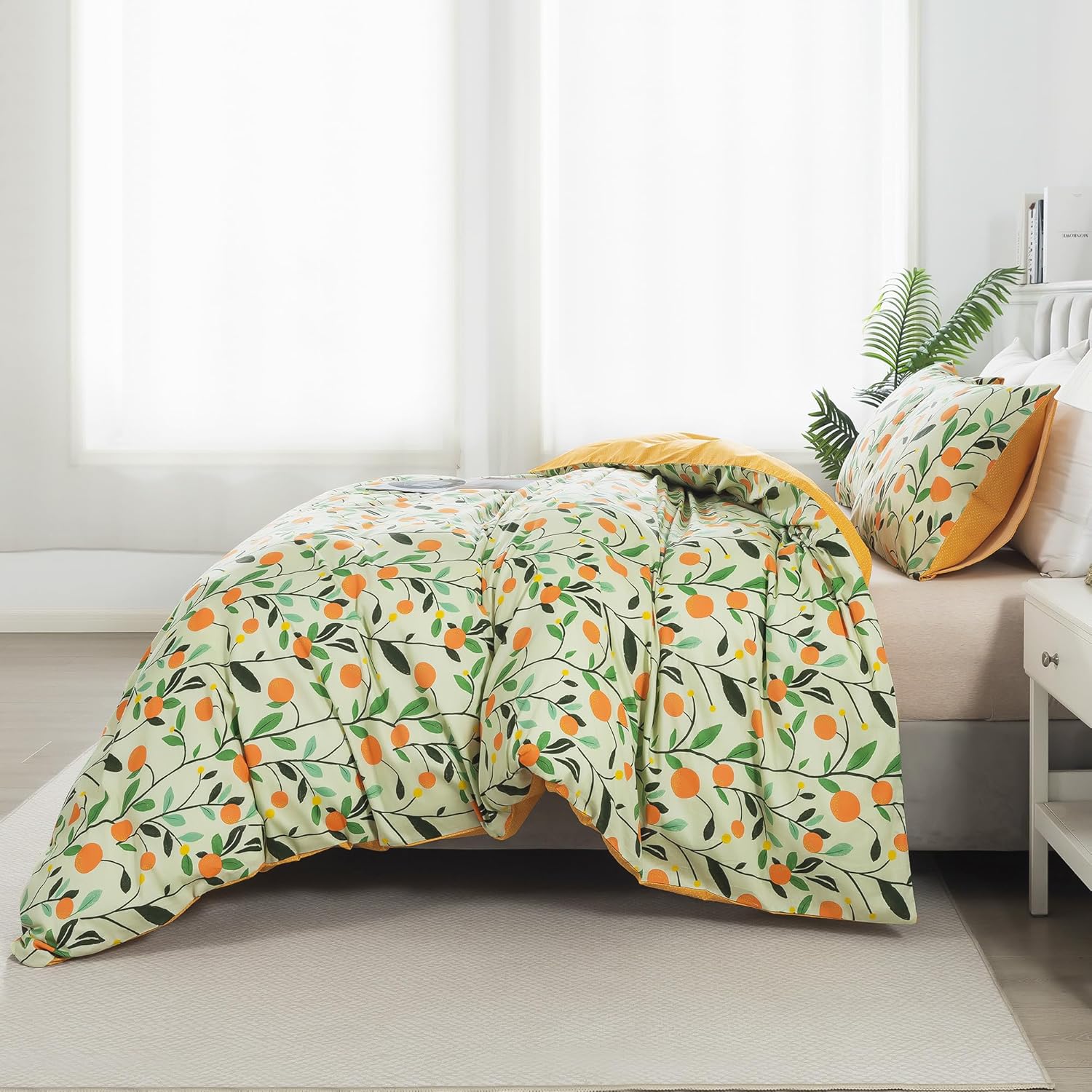 HoneiLife Floral Duvet Cover King - 100% Cotton Comforter Cover, Botanical Bedding Duvet Cover Sets with Zipper Closure & Corner Ties, 3-PC Wildflower Comforter Cover Sets, Fruit - Image 3