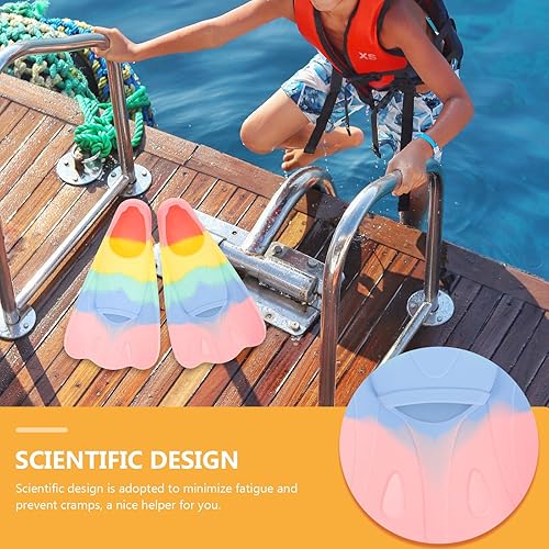Miniatura 9 de Luxshiny Flexible Silicone Swim Flippers for Lightweight Portable Short Fins for Swimming Training Comfortable Soft Snorkeling Fins for Boys and