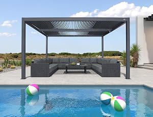 PURPLE LEAF 94AS 12' x 14' Louvered Pergola, Gray