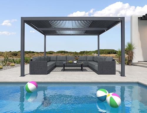 PURPLE LEAF 94AS 12' x 14' Louvered Pergola, Gray