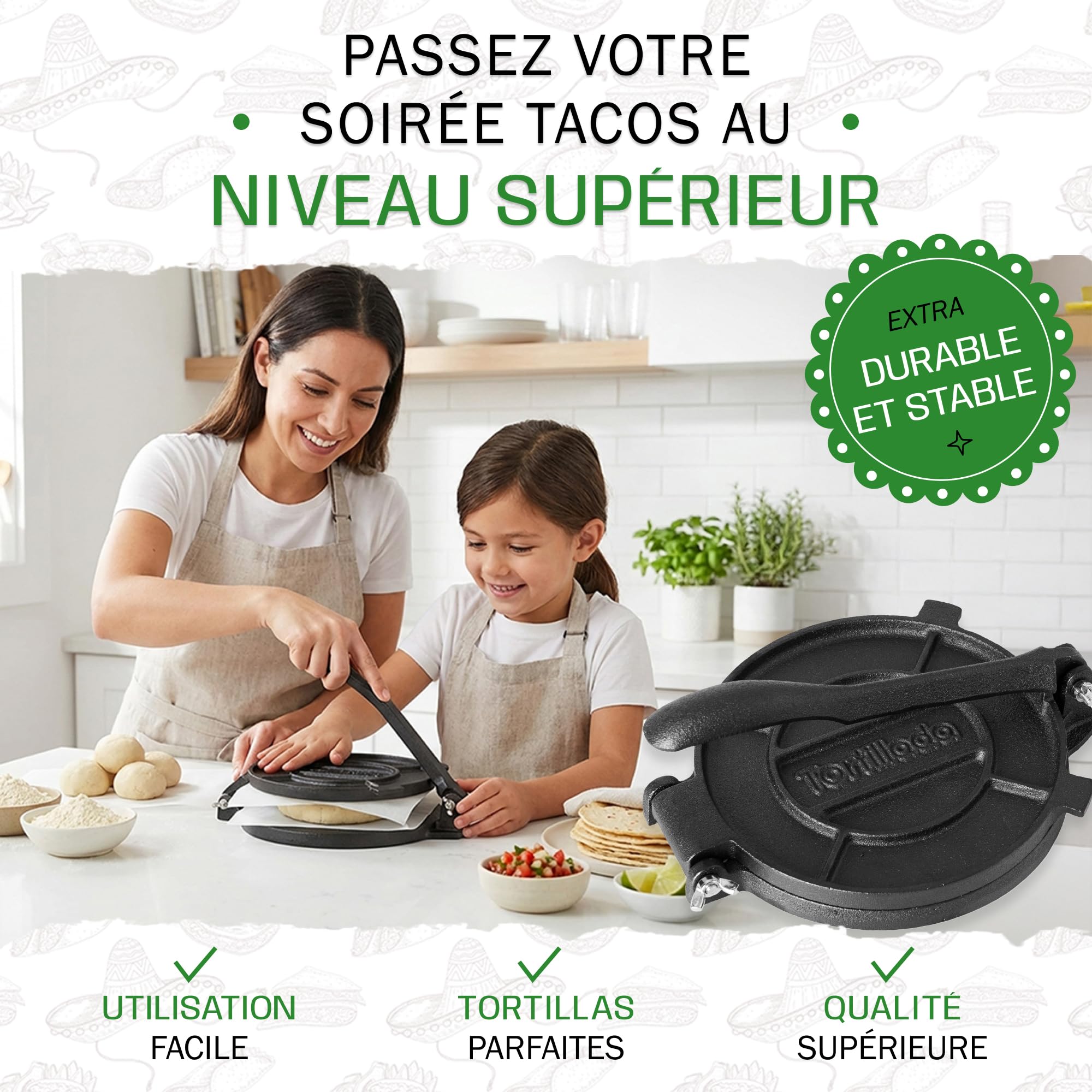 Tortillada - Tortillas de première qualité en fonte avec recettes (30 cm)
