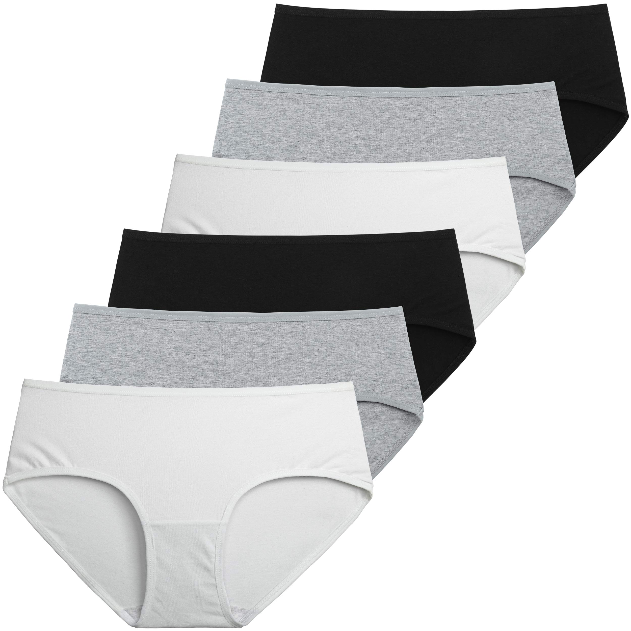 INNERSY Unterhosen Damen Baumwolle Atmungsaktive Hipster Unterwäsche Basic Bequem Panties 6er Pack