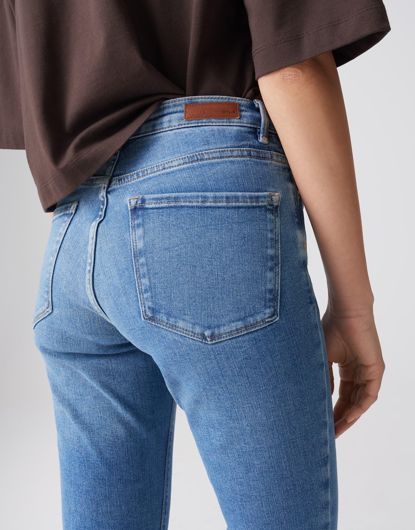 OPUS Damen Skinny | Skinny Jeans ELMA Ocean Blue Low Rise mit Stretch-Anteil