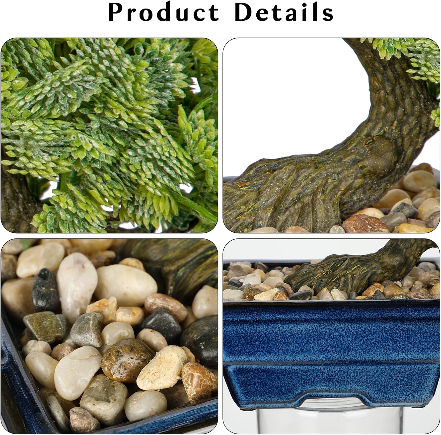 Artificial Bonsai Tree Faux Plants Indoor Fake Plants Decor with Blue Ceramic Pots for Home Table Office Desk Bathroom Shelf Bedroom Living Room Farmhouse Decor - Image 2
