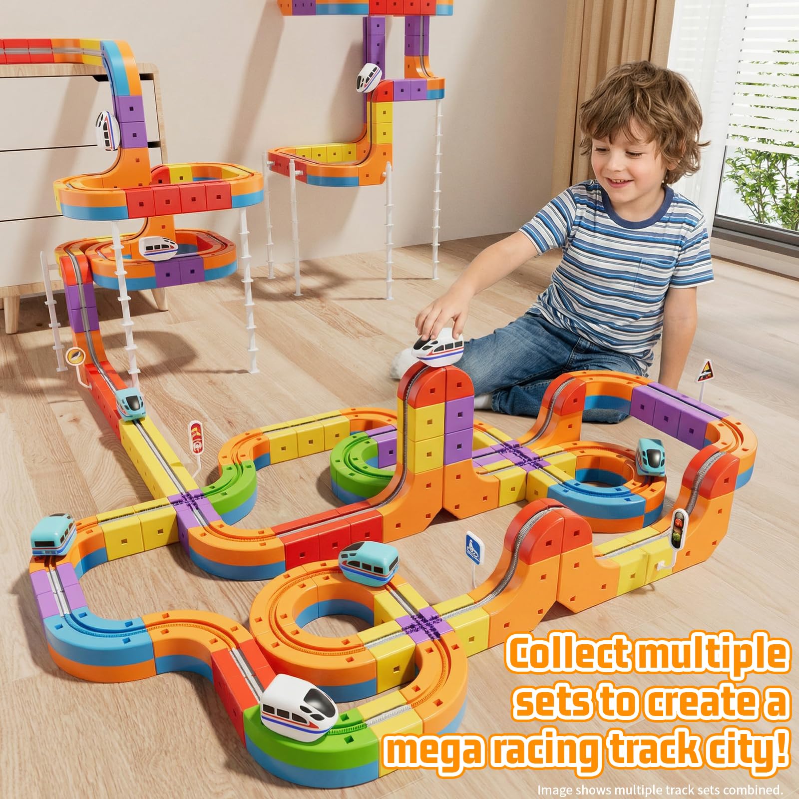 KlickRail Elektrisches Zugset mit Flexbahn für Kinder im Alter von 4-8 Jahren, 88-teilige Eisenbahn für Kleinkinder von 3-5 Jahren, Konstruktionsspielzeugbahn mit 3D-Designs