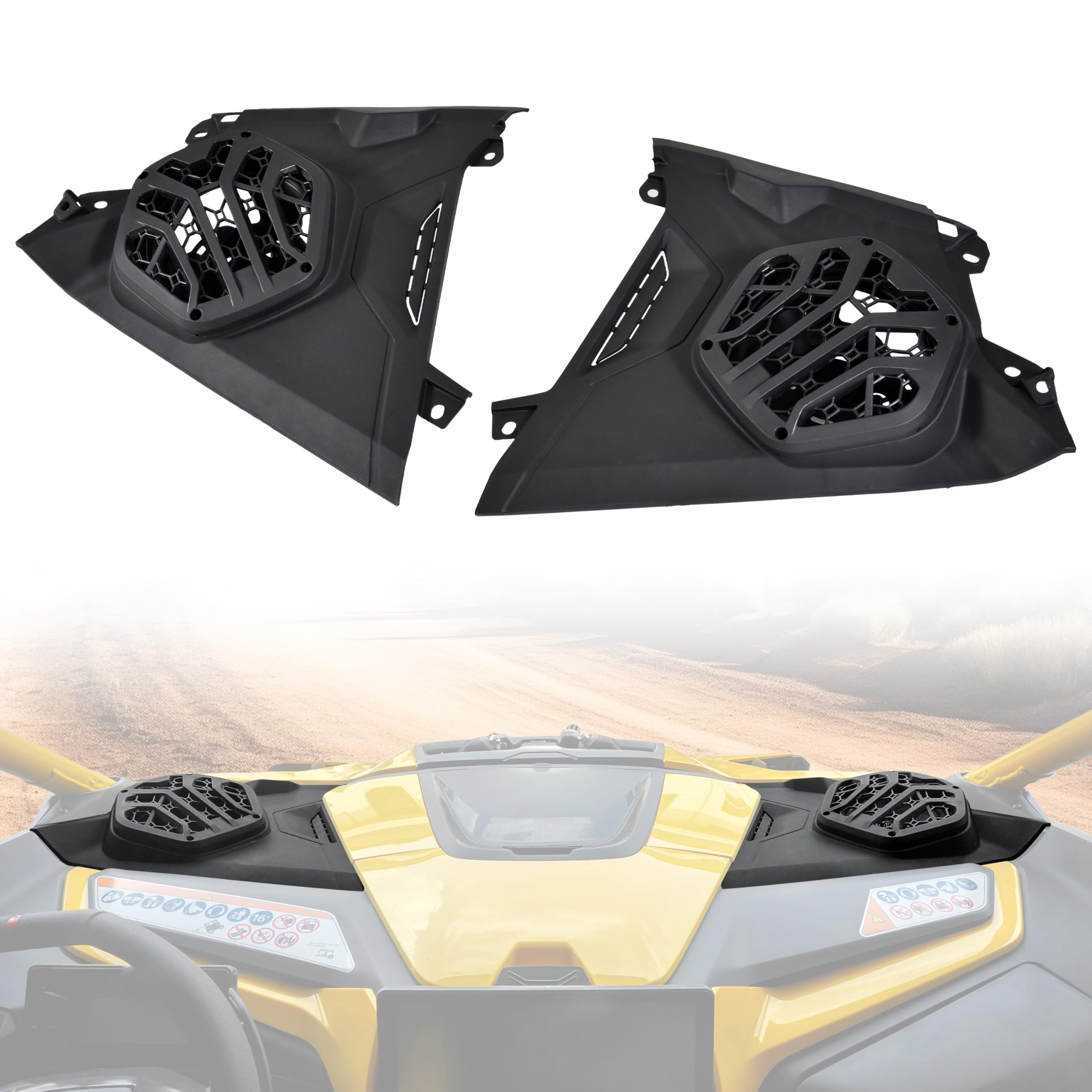 SAUTVS Speaker Panels For Can-Am Maverick X3, 10" Under Seat Speaker Pods Enclosures