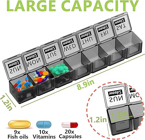 Miniatura 3 de Organizador mensual de pastillas de 28 días, organizador grande de 4 semanas, un mes, pastilleros con recipiente a prueba de polvo para pastillas,