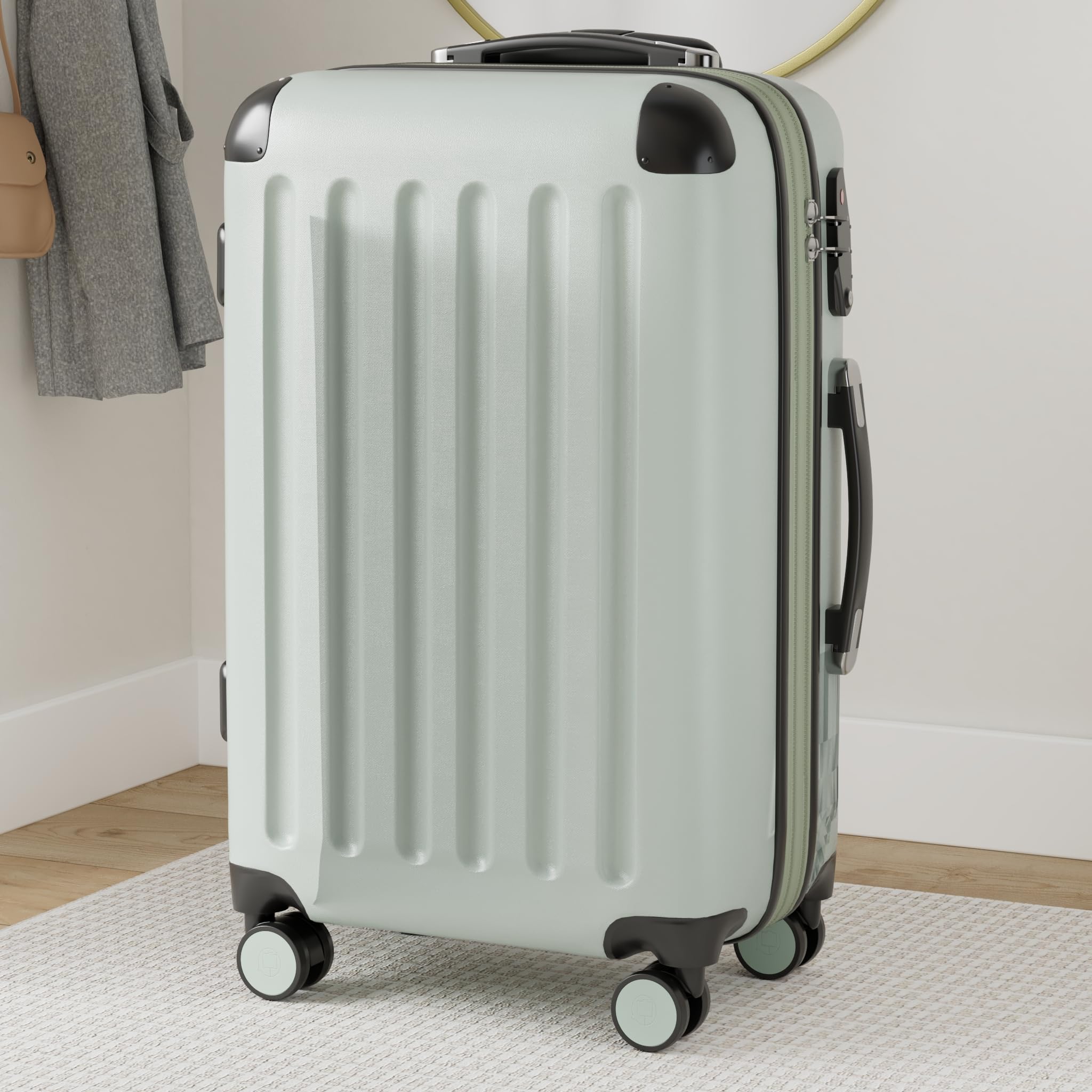 HAUPTSTADTKOFFER - Spree - Maleta rígida giratoria, Trolley expansible, ABS, TSA, 65 cm, 82 L, Menta