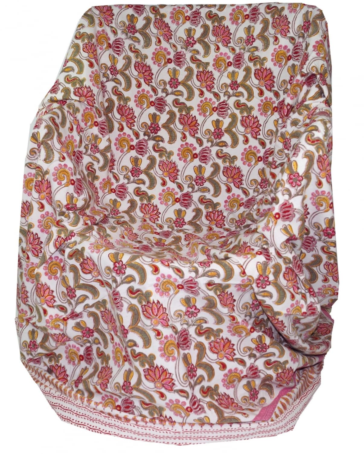 Blockdruck Tagesdecke, Bett & Sofaüberwurf, Design 8, Double 225*275 cm | 100% Baumwolle, handgefertigt, traditioneller Blockdruck, vielseitig einsetzbar, dekorativ