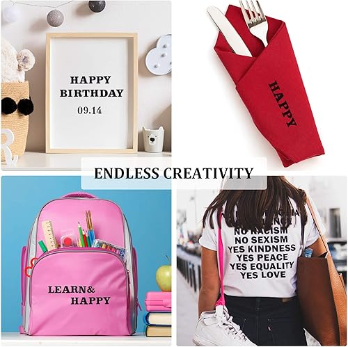 Miniatura 3 de 1408 letras y números para planchar de 0.75 pulgadas, letras de transferencia de calor, números, letras adhesivas, apliques de tela de vinilo para