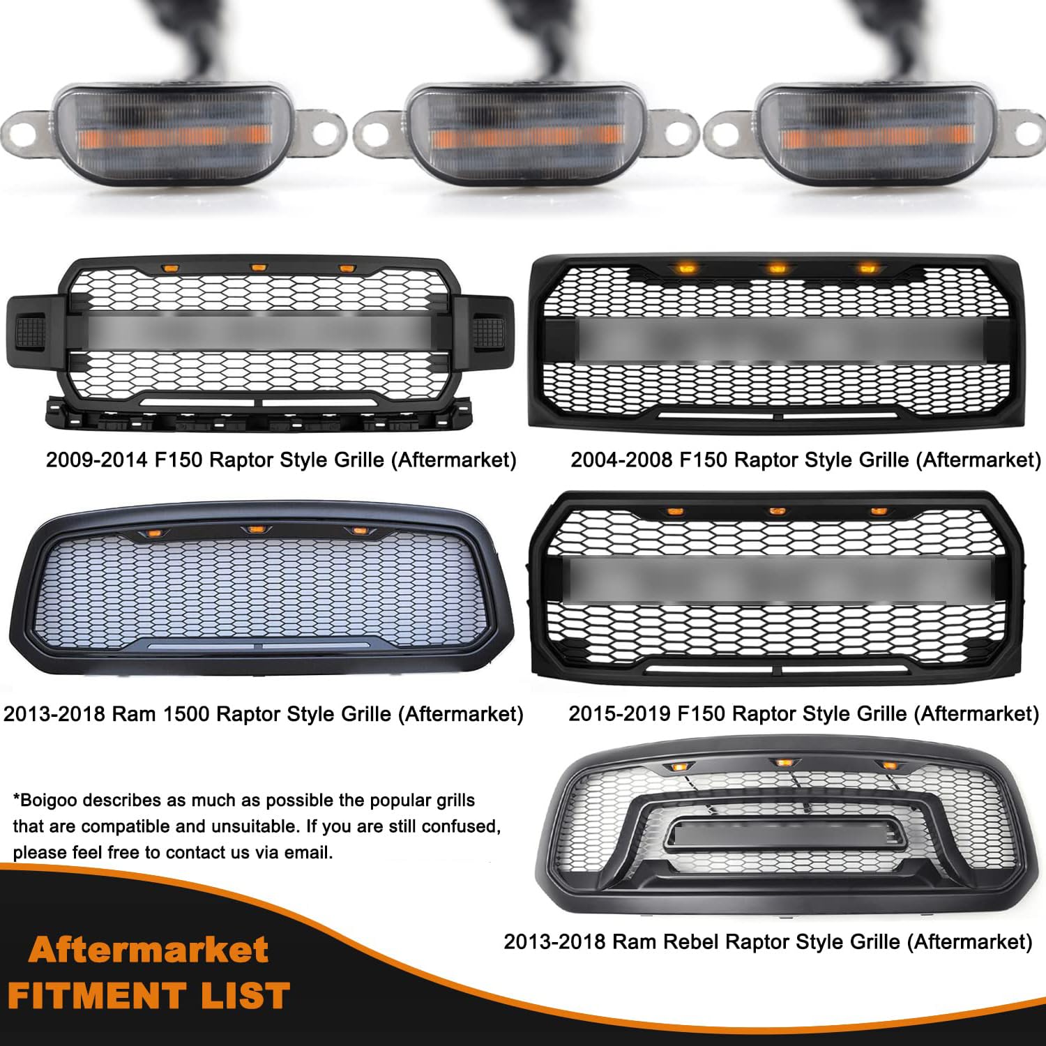 Frontgrillleuchten, kompatibel mit for Ford F-150 Raptor 2004-2019 & 2013-2018 und for DODGE Ram 1500 Raptor Style, Nachrüstgrills, dekorative LED-Gitterleuchten for Autos