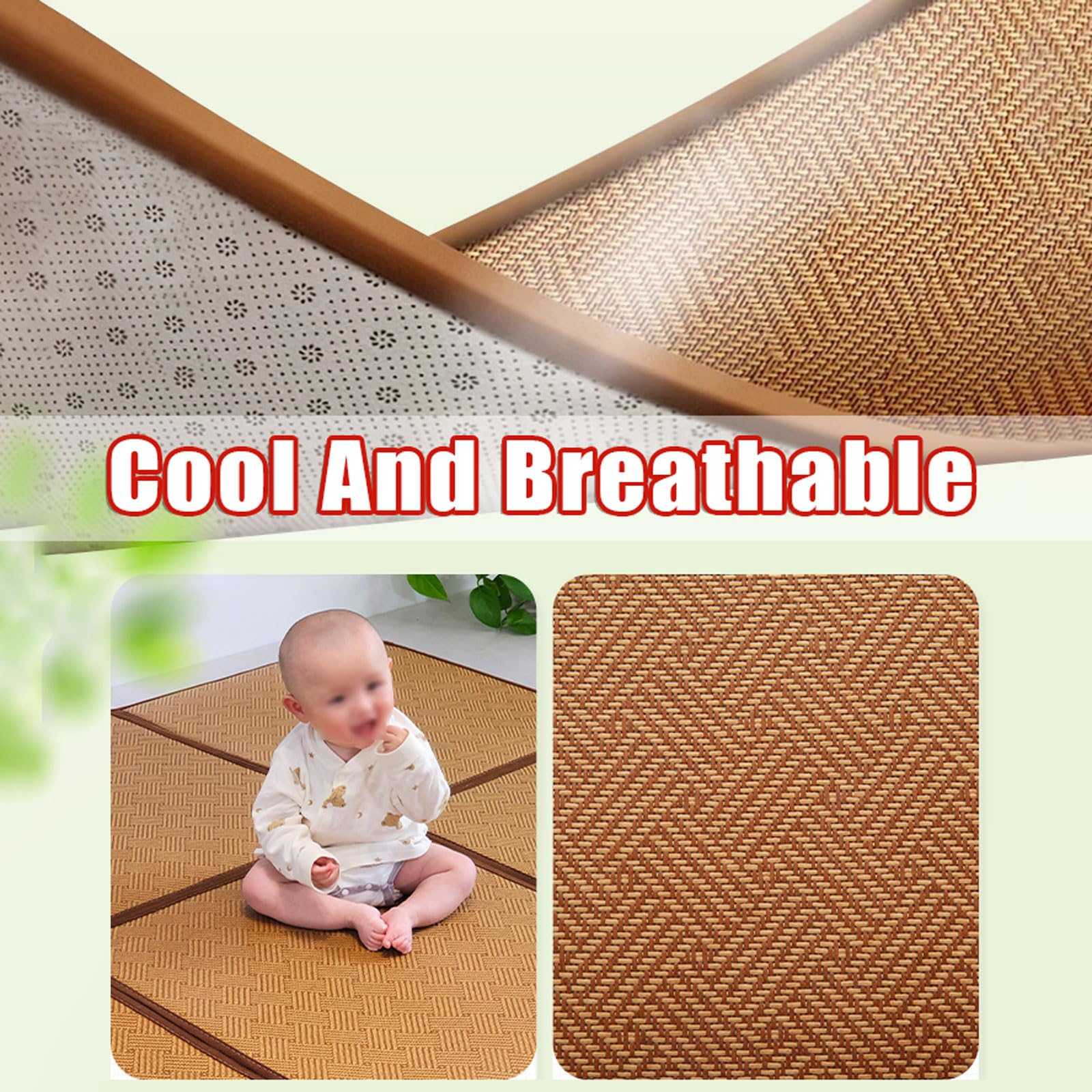 Traditionelle Japanische Tatami-Matte Rattan Faltbar Rutschfest Atmungsaktiv für Meditation Yoga
