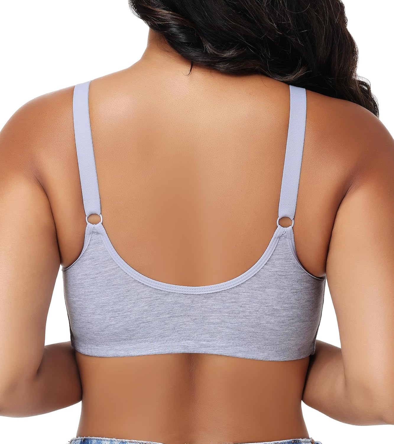 Wirefree Front Closure Cotton Bra for Women Non Padded Plus Size(34C-42DD)