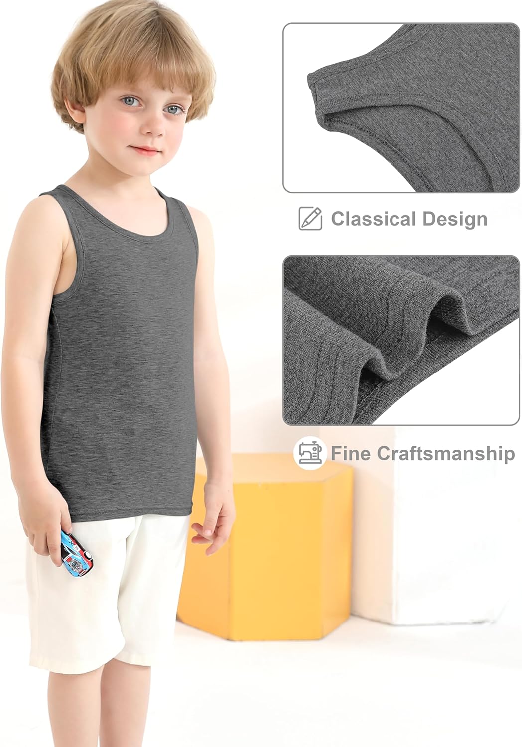 Cooraby 6 Pack Toddler Tank Top Kids Undershirts Soft Undershirt for Boys and Girls - Image 4