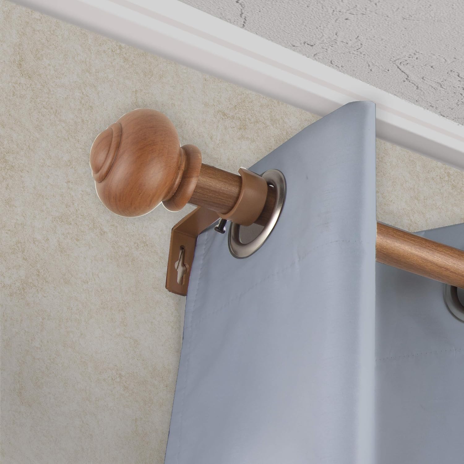 A&F Rod Décor - Orbed 1" Faux Wood Curtain Rod 28-48 inch - Dark Walnut